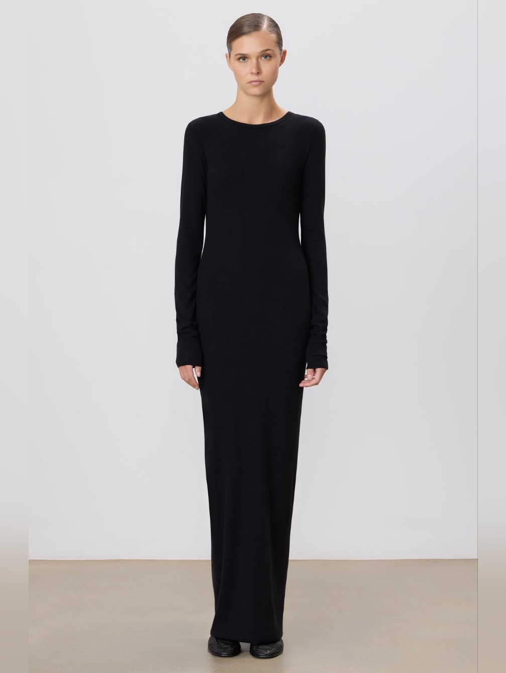 Long Sleeves Crew Neck Maxi Dress